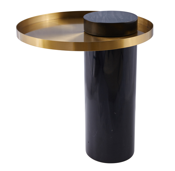 Coffee table COLUMN black marble stone + gold 55 cm