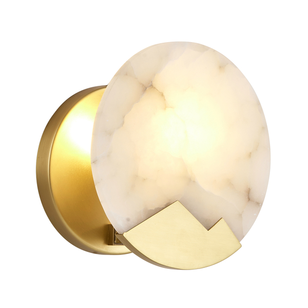 Wall lamp MARMO white marble and brass 20 cm